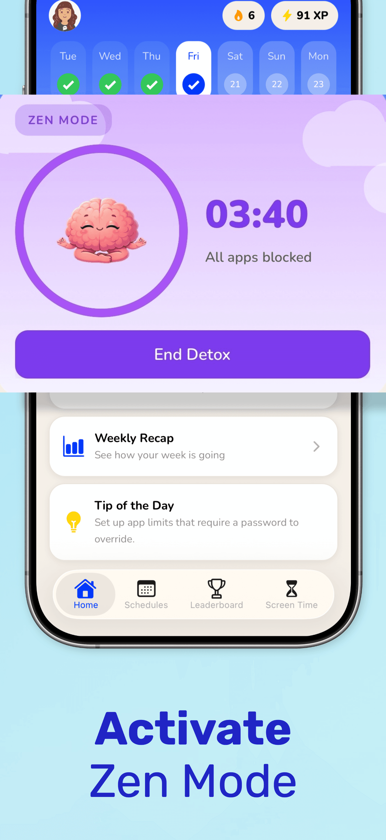 MindRot App Store screenshot: Track Your Progress screen time