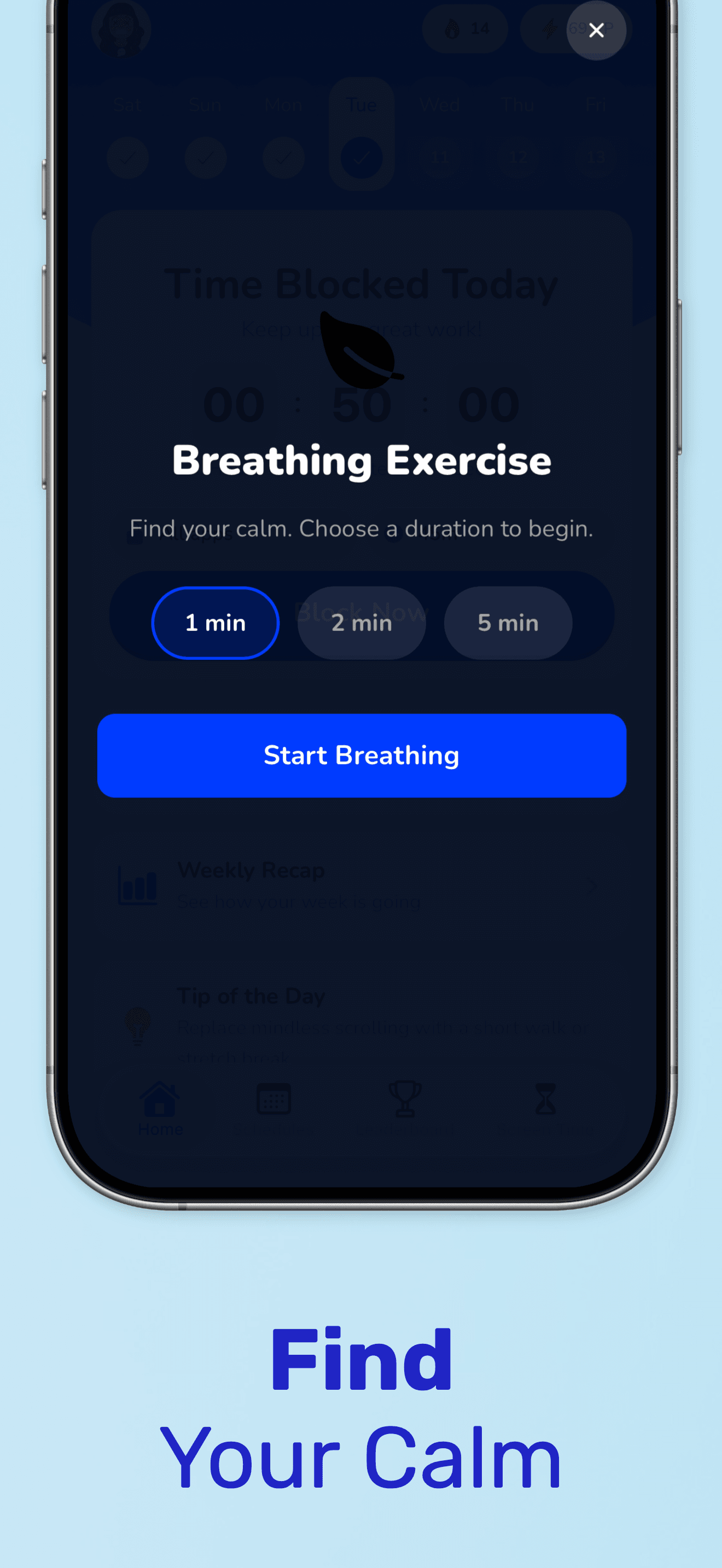 MindRot App Store screenshot: Limit Distracting Apps notification screen